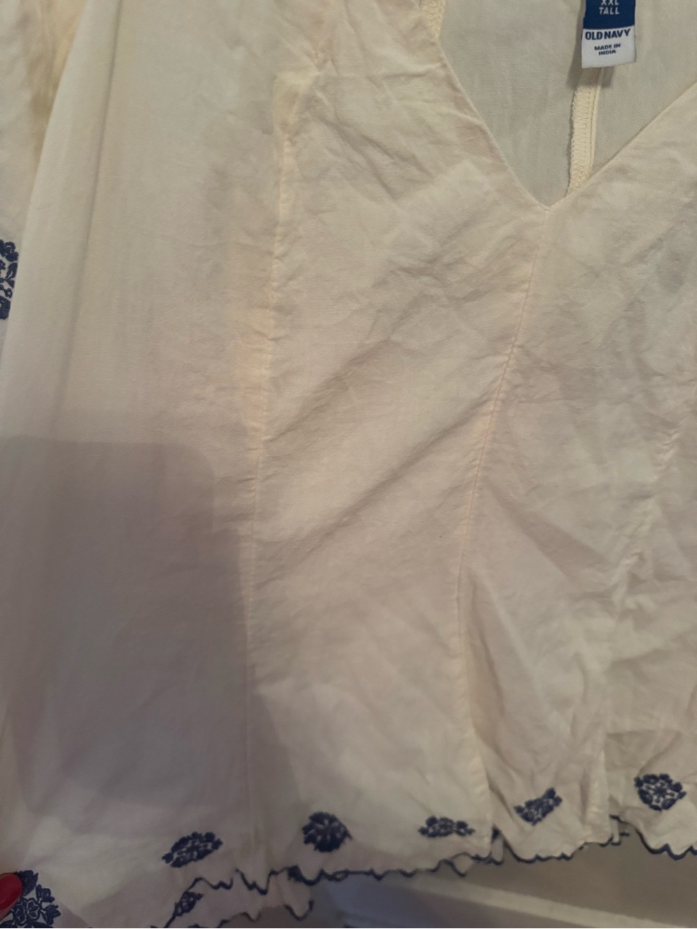 Old Navy Cream Peasant Blouse with Navy Embroidery - Picture 5 of 6